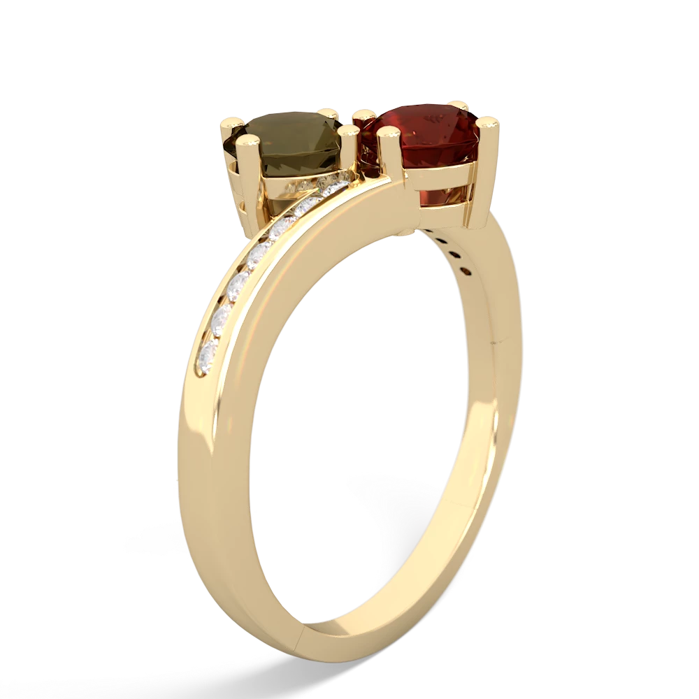 Smoky Quartz Channel Set Two Stone 14K Yellow Gold ring R5303