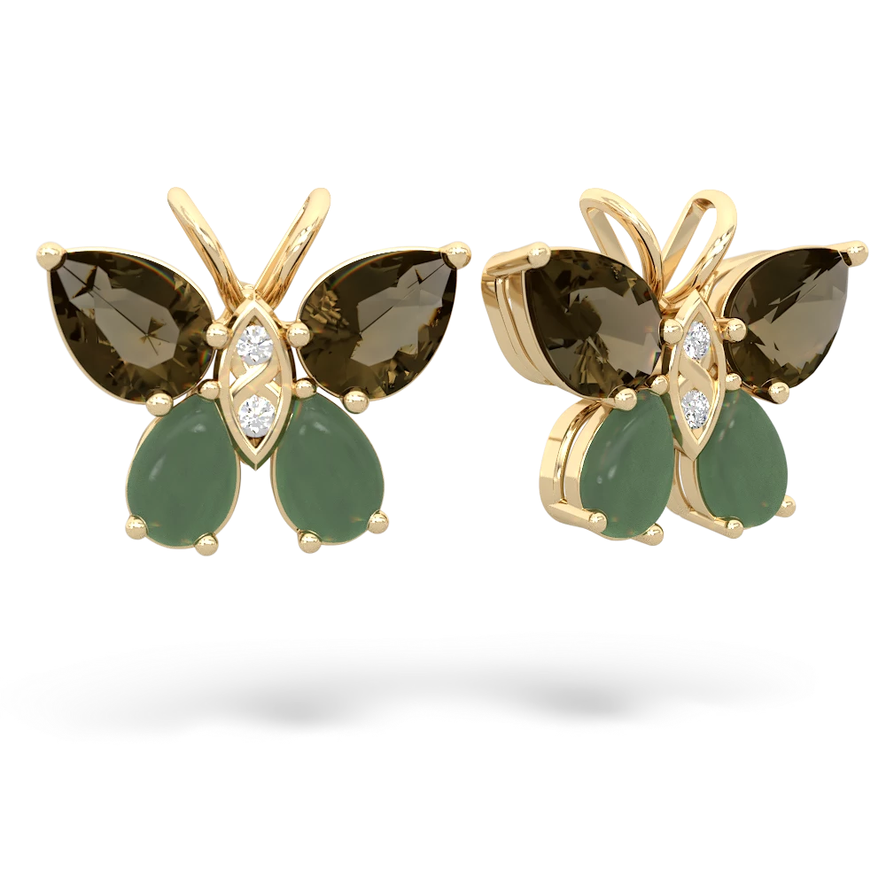 Smoky Quartz Butterfly 14K Yellow Gold earrings E2215