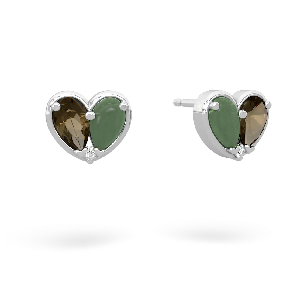 Smoky Quartz 'Our Heart' 14K White Gold earrings E5072