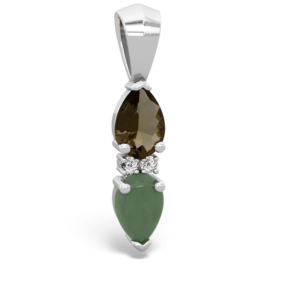 Smoky Quartz Bowtie Drop 14K White Gold pendant P0865