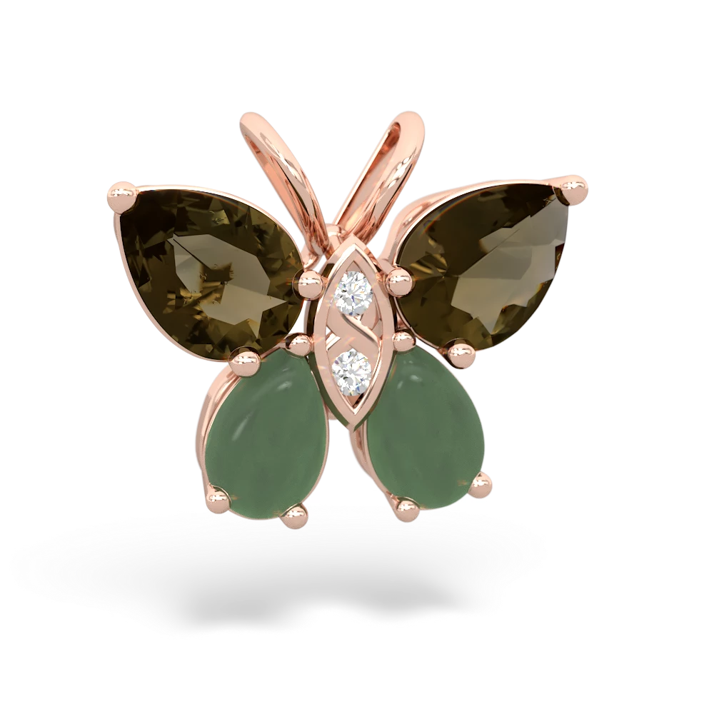 Smoky Quartz Butterfly 14K Rose Gold pendant P2215