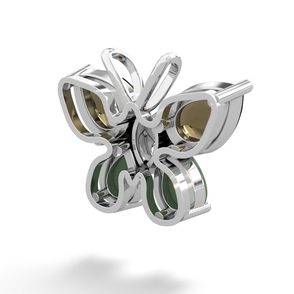 Smoky Quartz Butterfly 14K White Gold pendant P2215