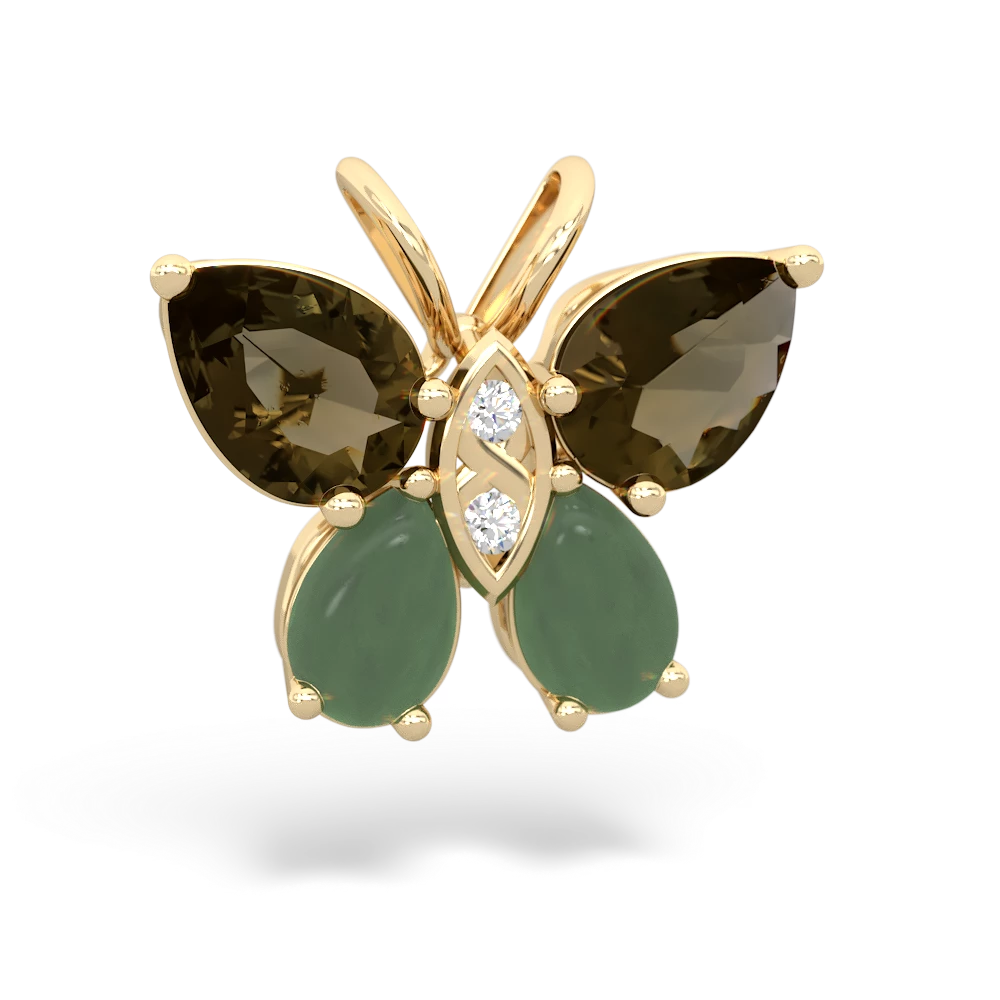 Smoky Quartz Butterfly 14K Yellow Gold pendant P2215