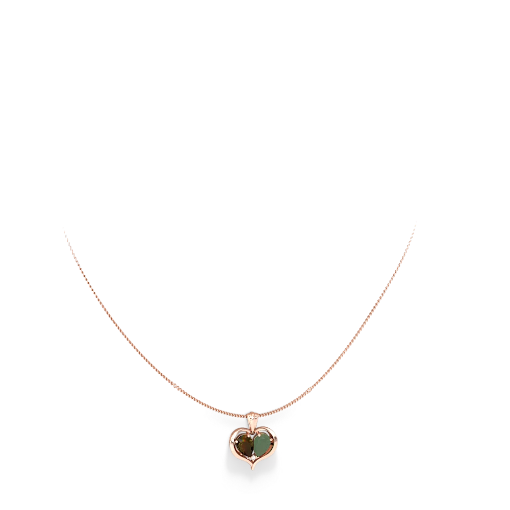 Smoky Quartz Two Become One 14K Rose Gold pendant P5330