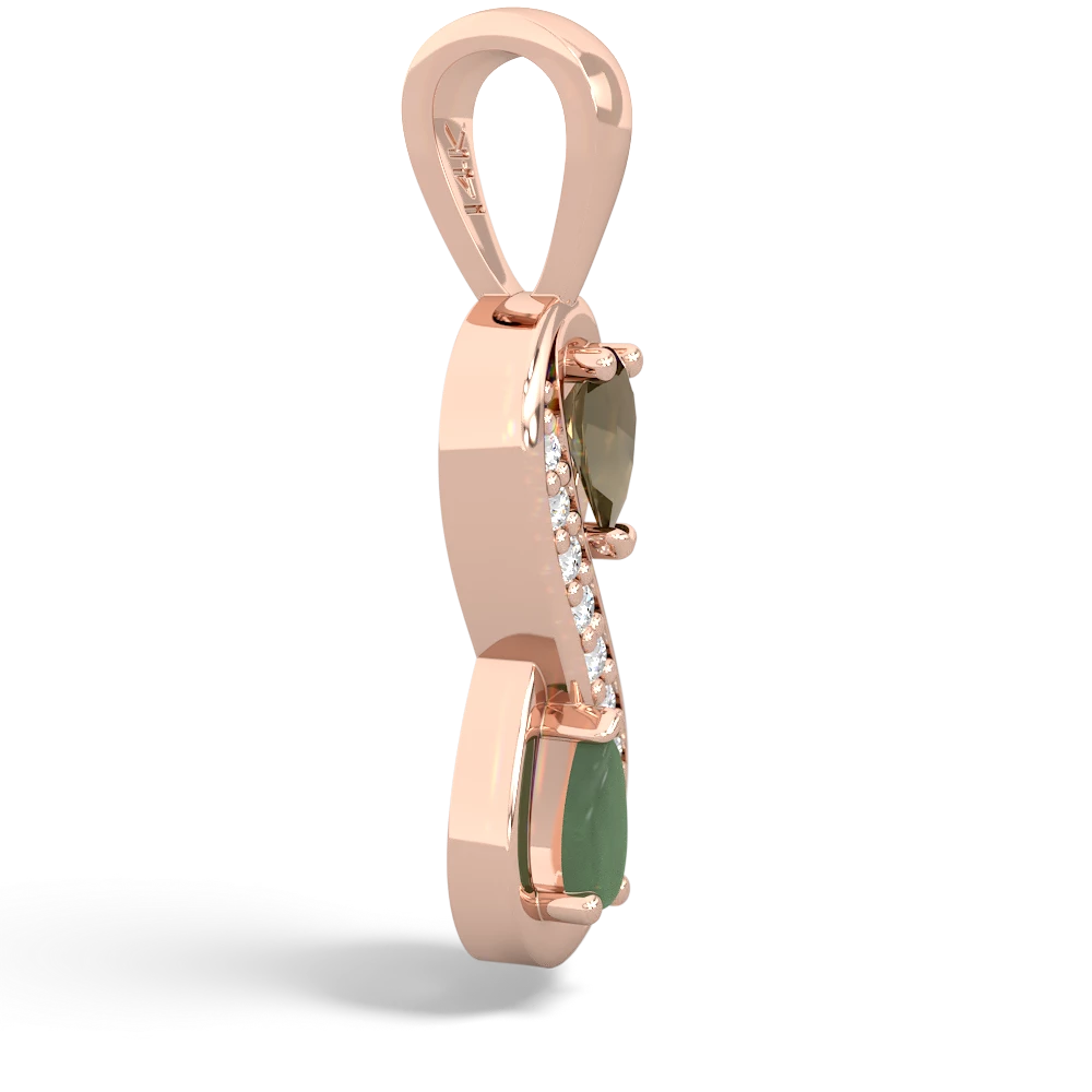 Smoky Quartz Diamond Infinity 14K Rose Gold pendant P5390