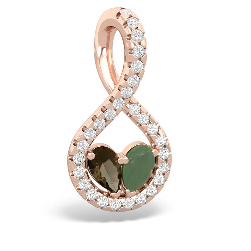 Smoky Quartz Pave Twist 'One Heart' 14K Rose Gold pendant P5360