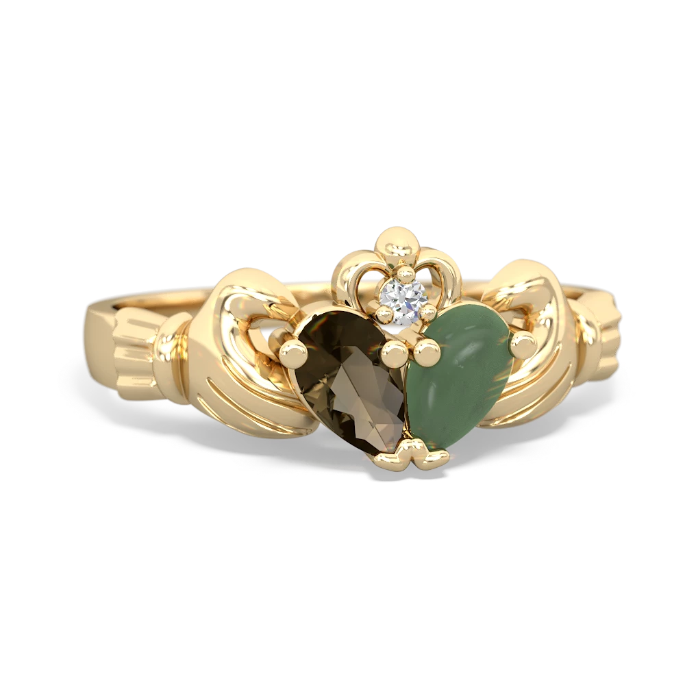 Smoky Quartz 'Our Heart' Claddagh 14K Yellow Gold ring R2388