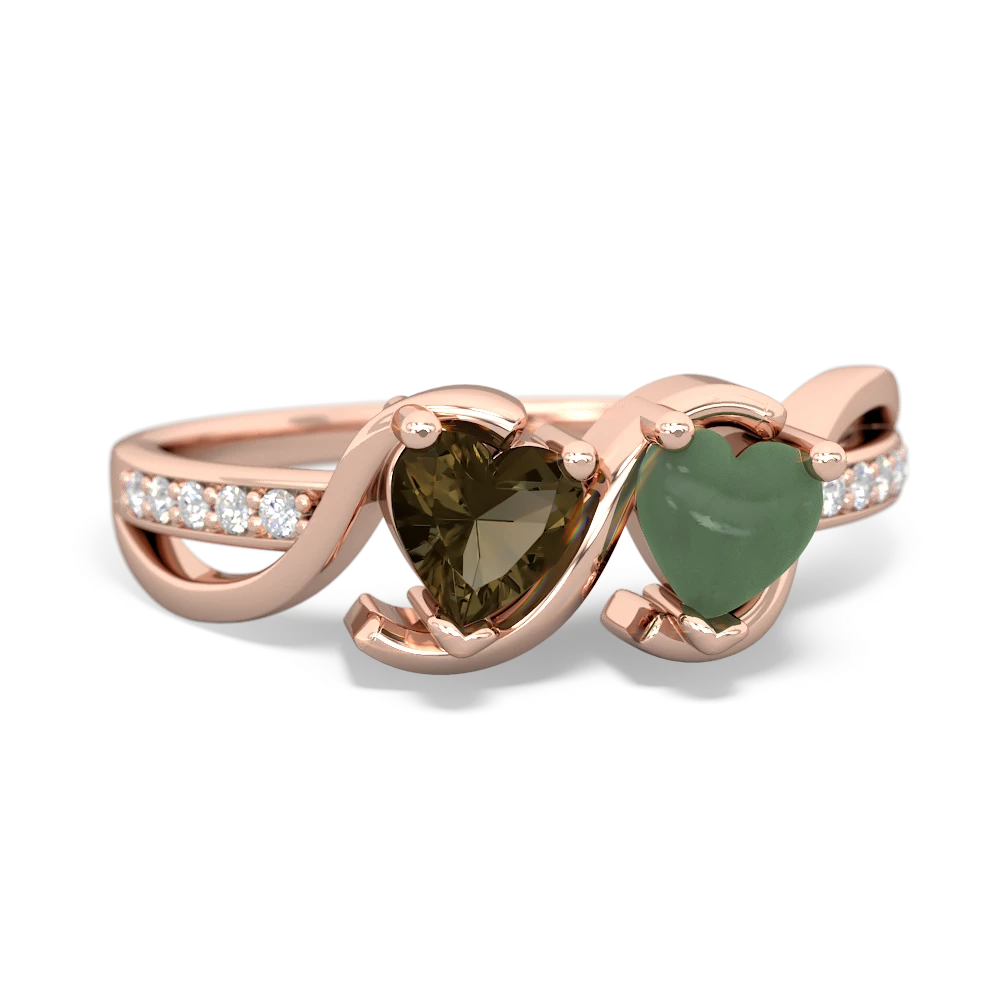 Smoky Quartz Side By Side 14K Rose Gold ring R3090