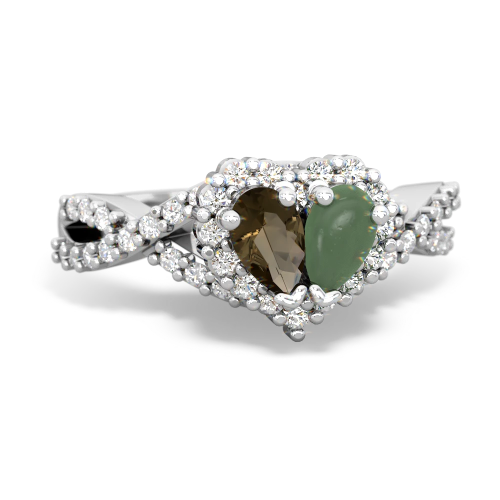 Smoky Quartz Diamond Twist 'One Heart' 14K White Gold ring R2640HRT