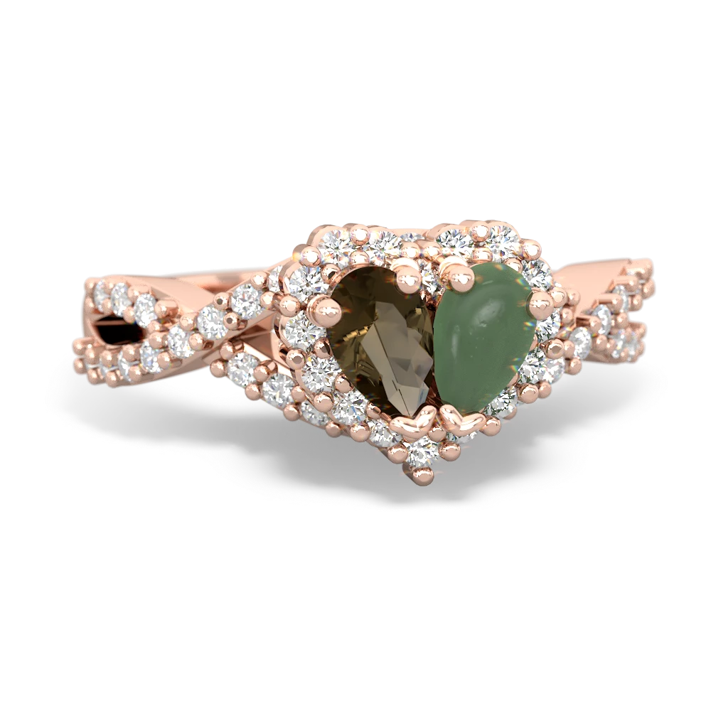 Smoky Quartz Diamond Twist 'One Heart' 14K Rose Gold ring R2640HRT