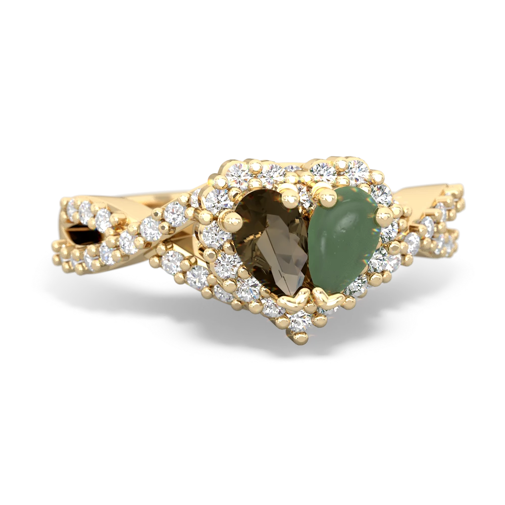 Smoky Quartz Diamond Twist 'One Heart' 14K Yellow Gold ring R2640HRT