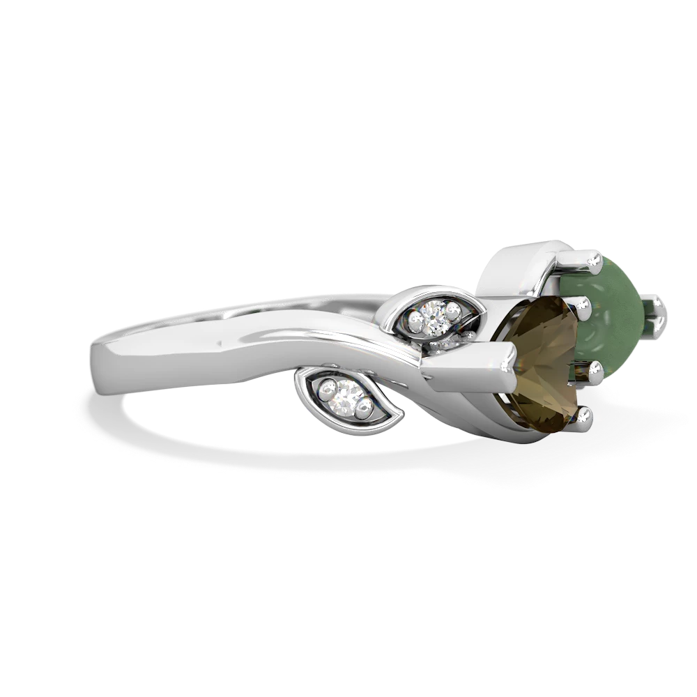 Smoky Quartz Floral Elegance 14K White Gold ring R5790