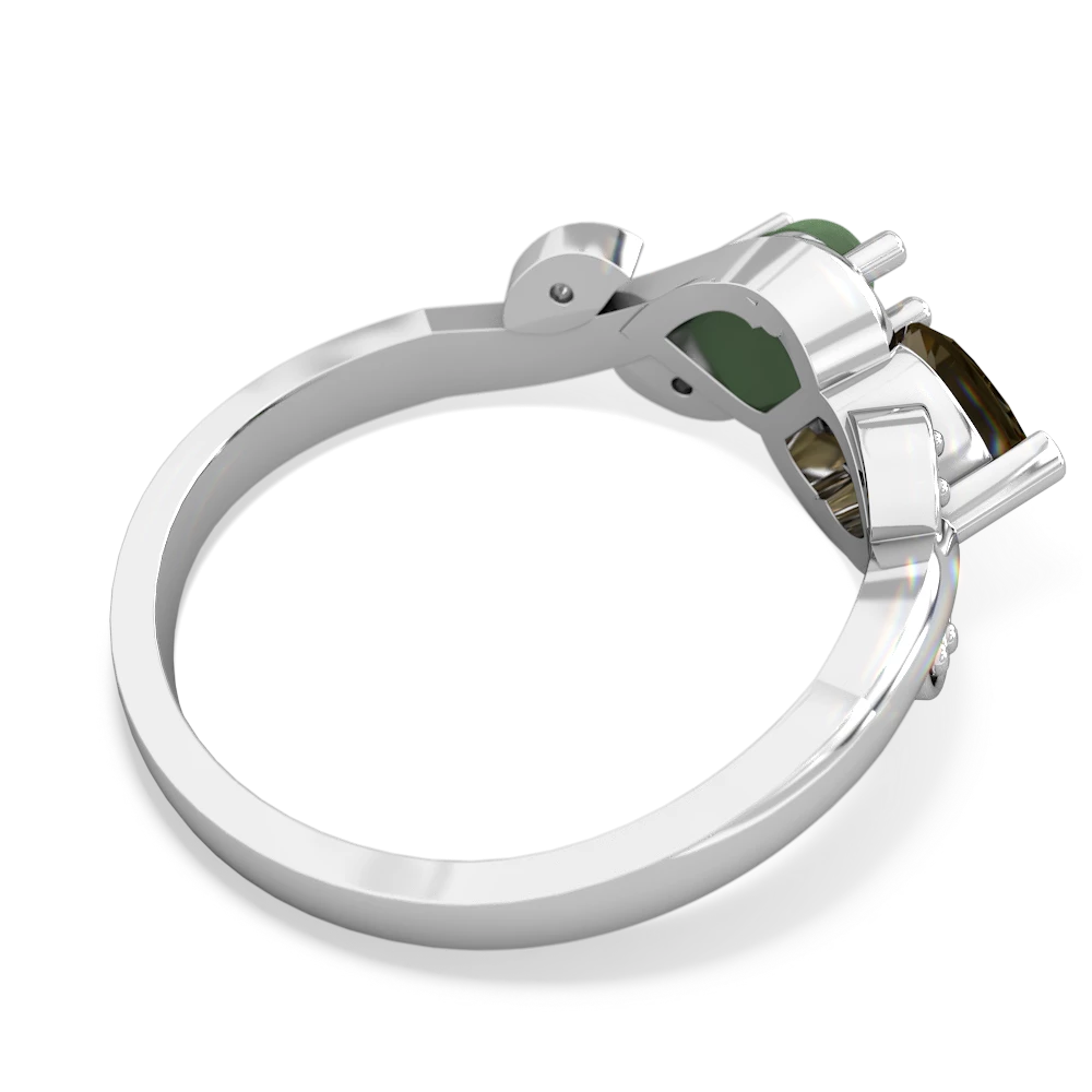 Smoky Quartz Floral Elegance 14K White Gold ring R5790