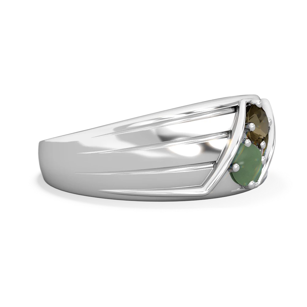 Smoky Quartz Men's Streamline 14K White Gold ring R0460