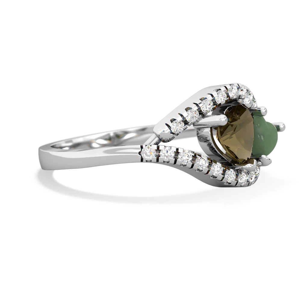 Smoky Quartz Mother And Child 14K White Gold ring R3010