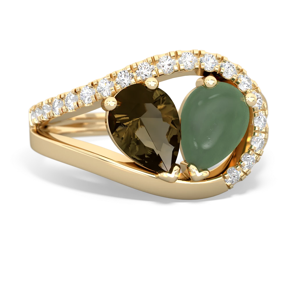 Smoky Quartz Nestled Heart Keepsake 14K Yellow Gold ring R5650