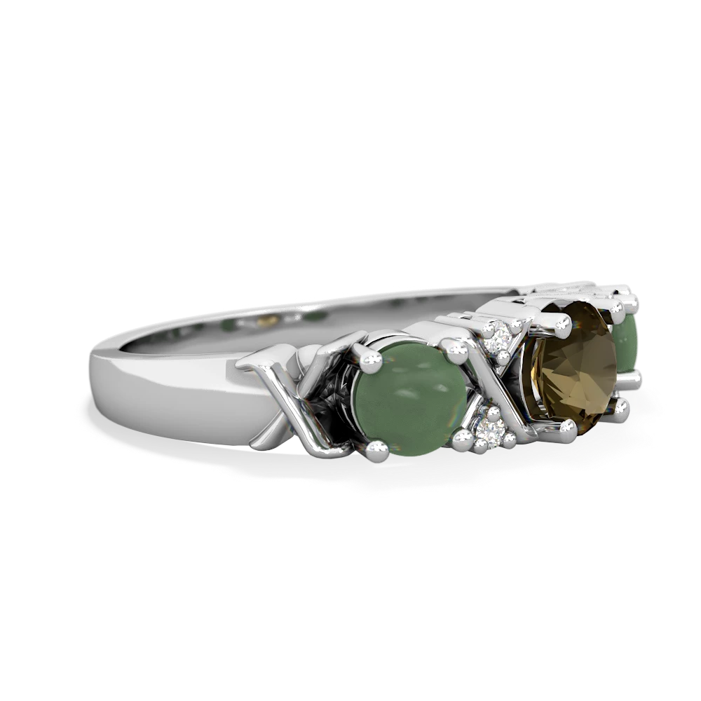 Smoky Quartz Hugs And Kisses 14K White Gold ring R5016