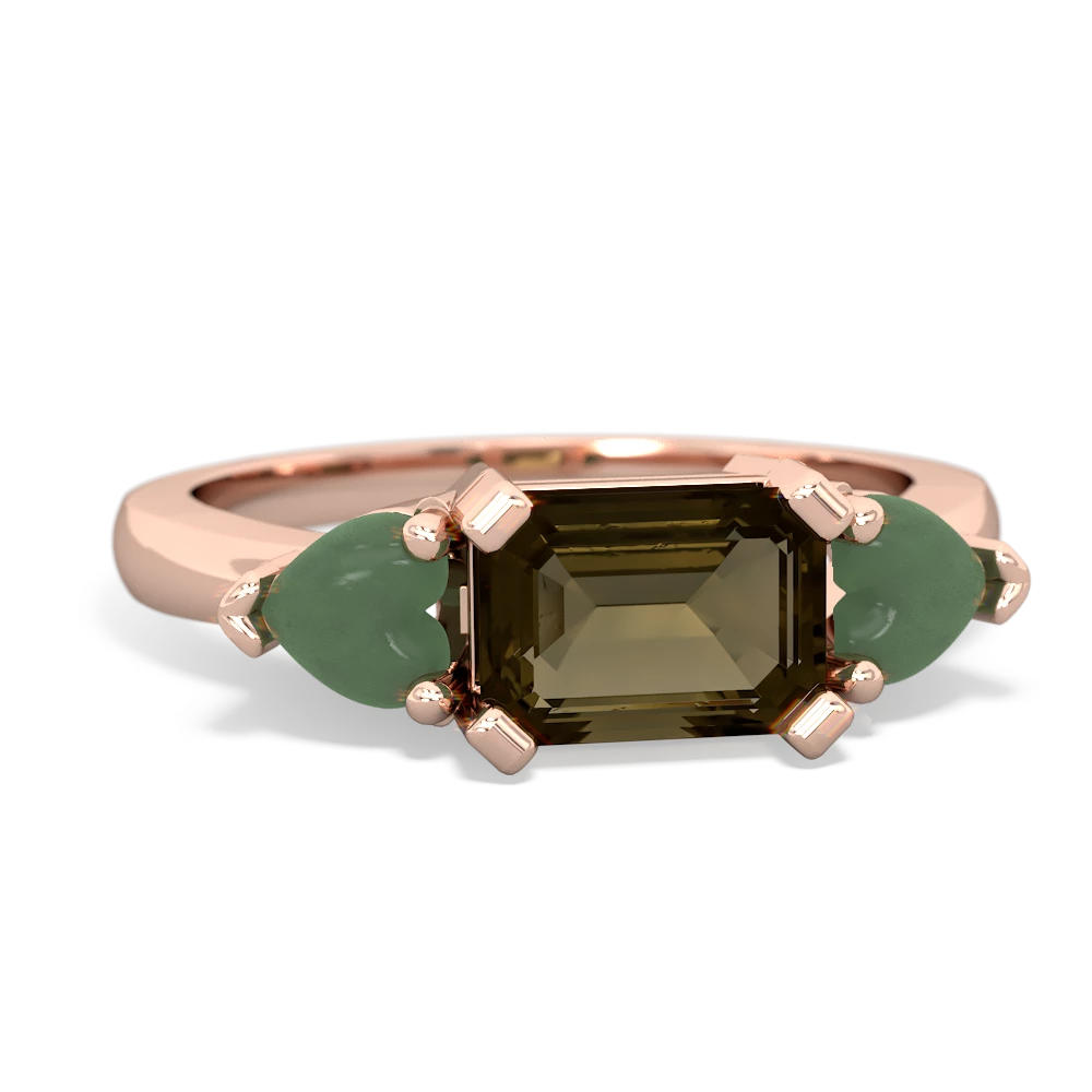 Smoky Quartz Three Stone 14K Rose Gold ring R5235