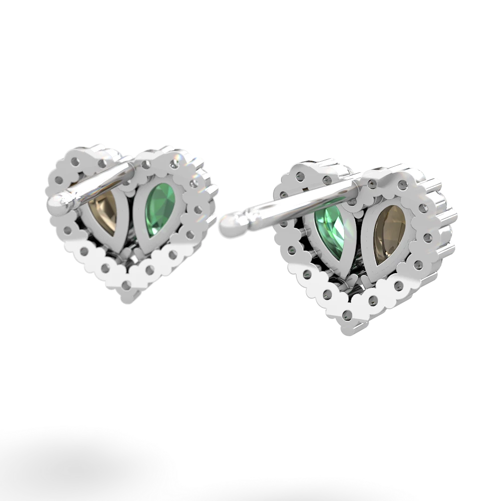 Smoky Quartz Halo 14K White Gold earrings E7008