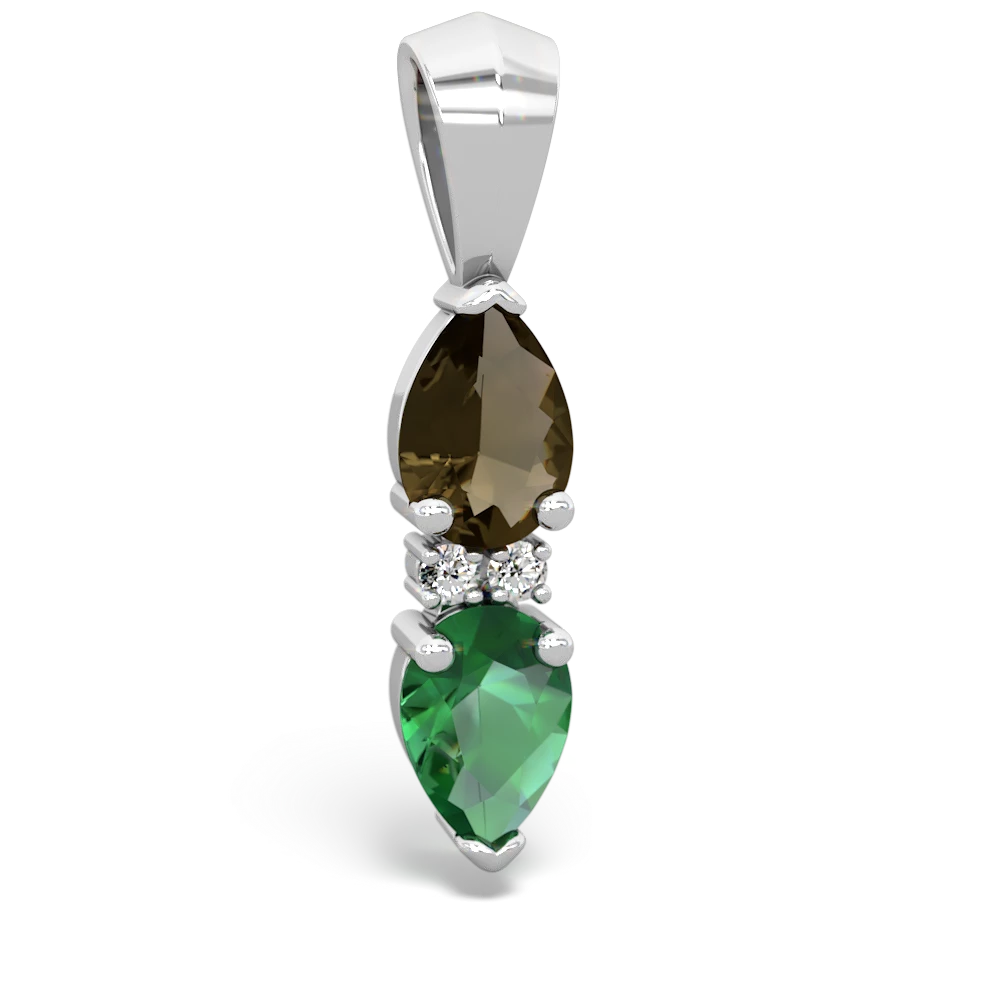 Smoky Quartz Bowtie Drop 14K White Gold pendant P0865