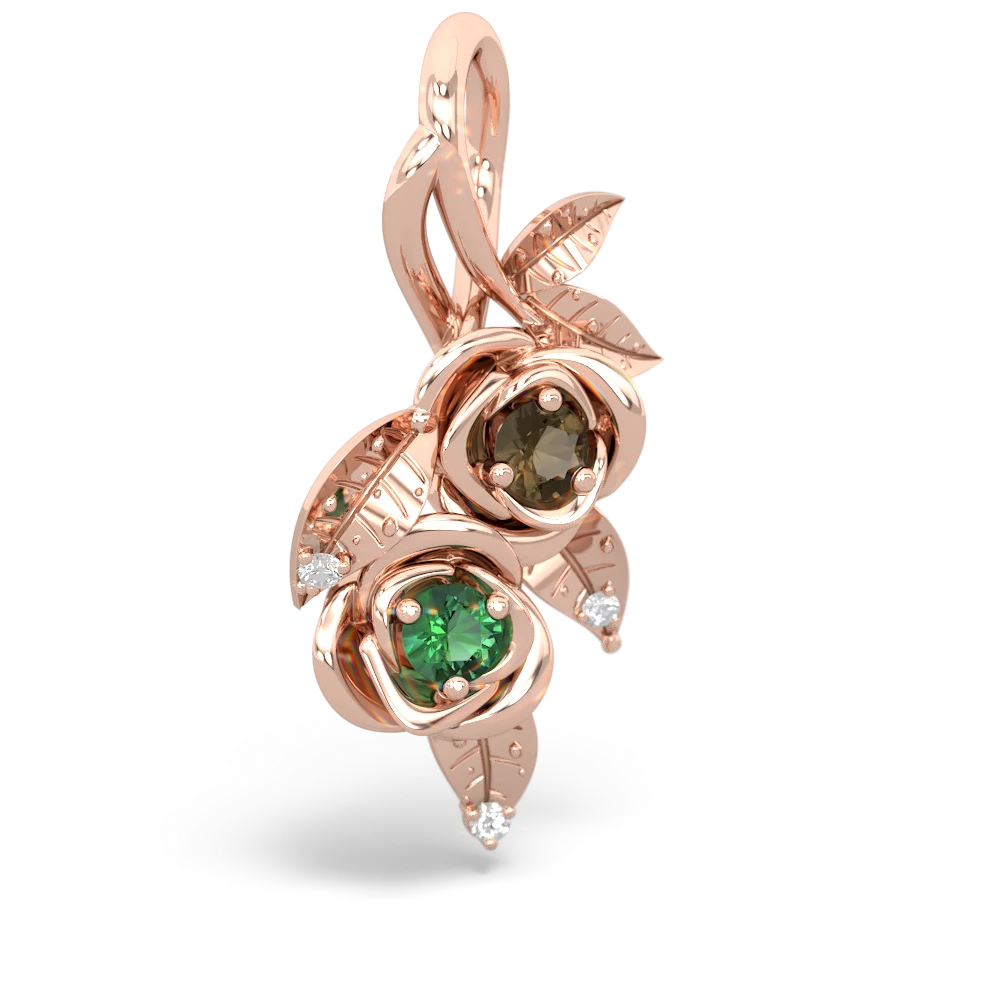 Smoky Quartz Rose Vine 14K Rose Gold pendant P5680