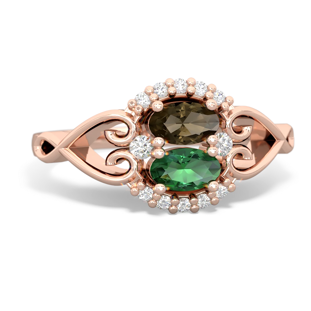 Smoky Quartz Love Nest 14K Rose Gold ring R5860