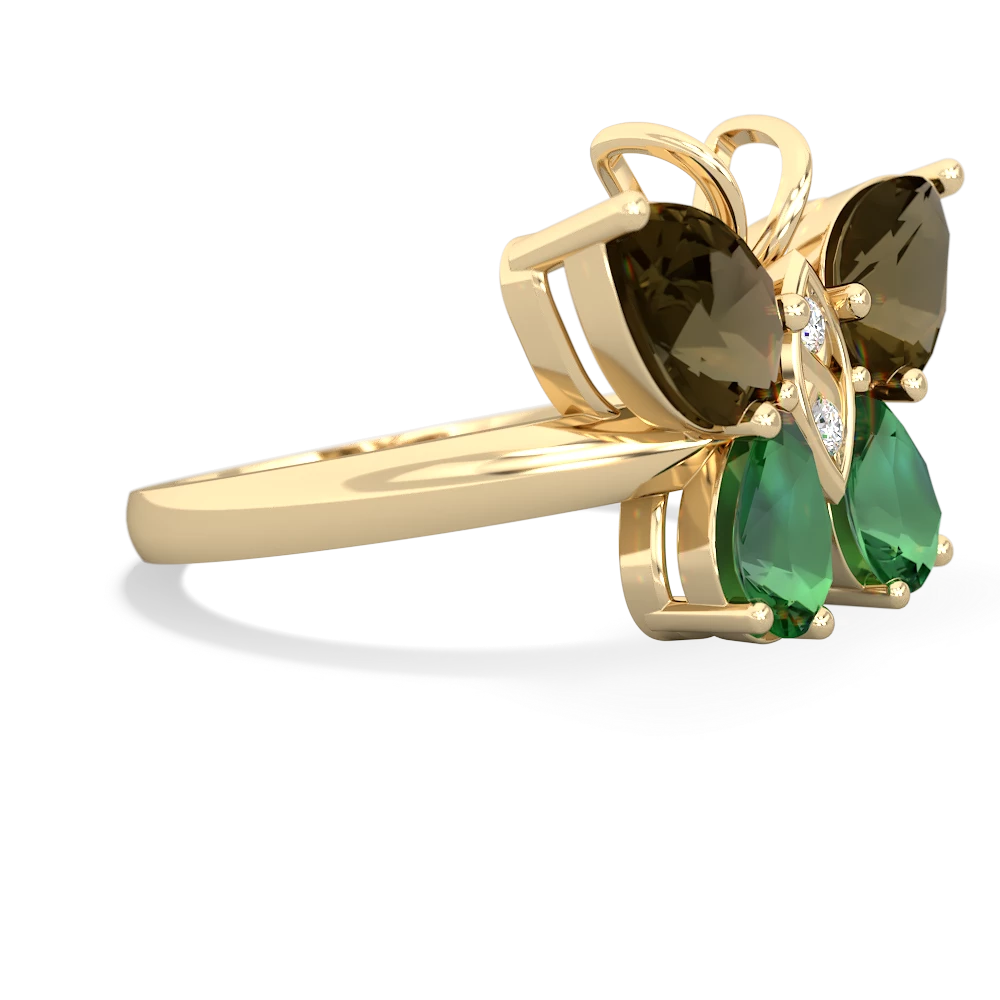 Smoky Quartz Butterfly 14K Yellow Gold ring R2215