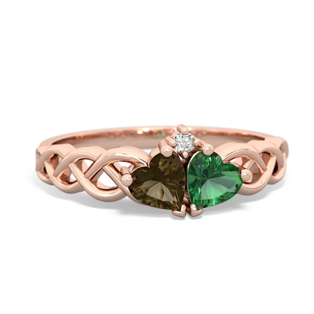 Smoky Quartz Heart To Heart Braid 14K Rose Gold ring R5870