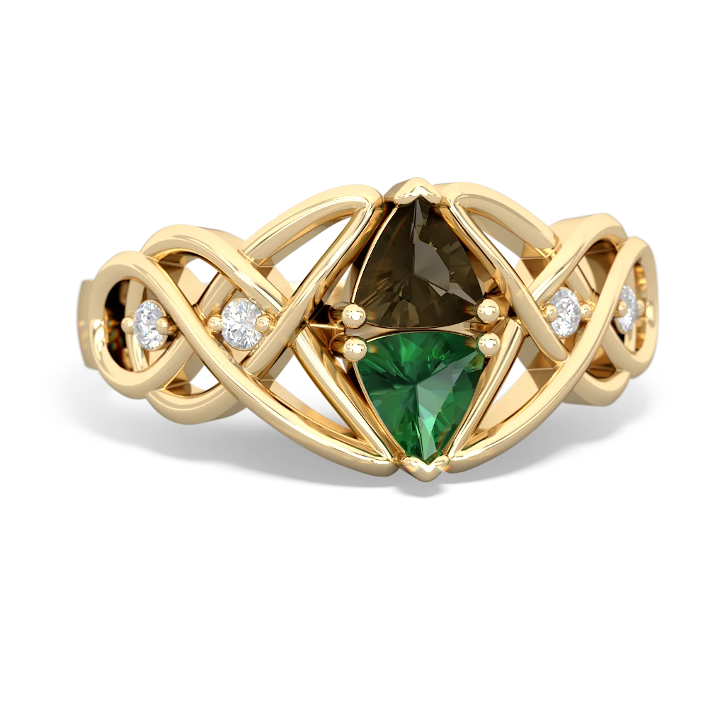 Smoky Quartz Keepsake Celtic Knot 14K Yellow Gold ring R5300