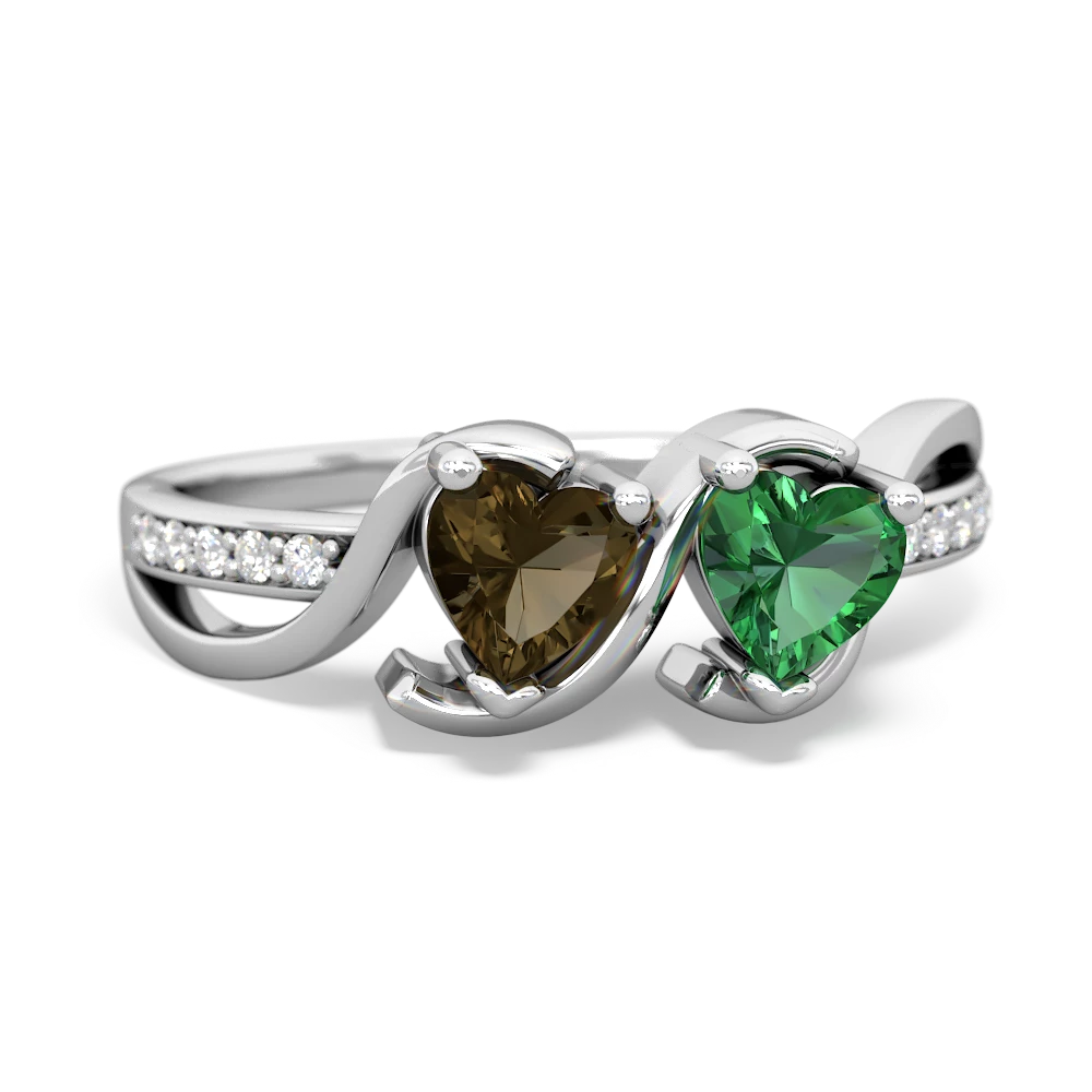 Smoky Quartz Side By Side 14K White Gold ring R3090