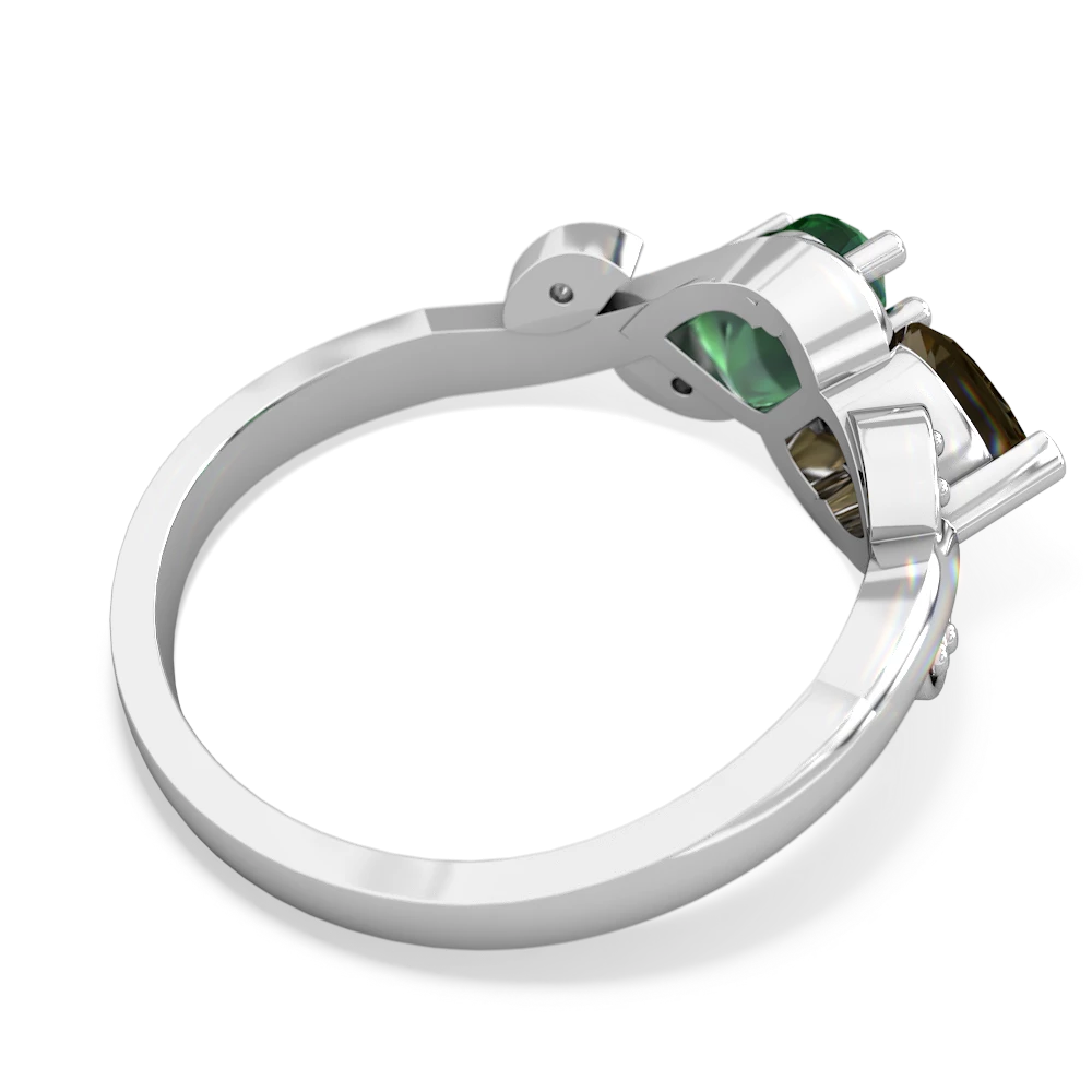 Smoky Quartz Floral Elegance 14K White Gold ring R5790