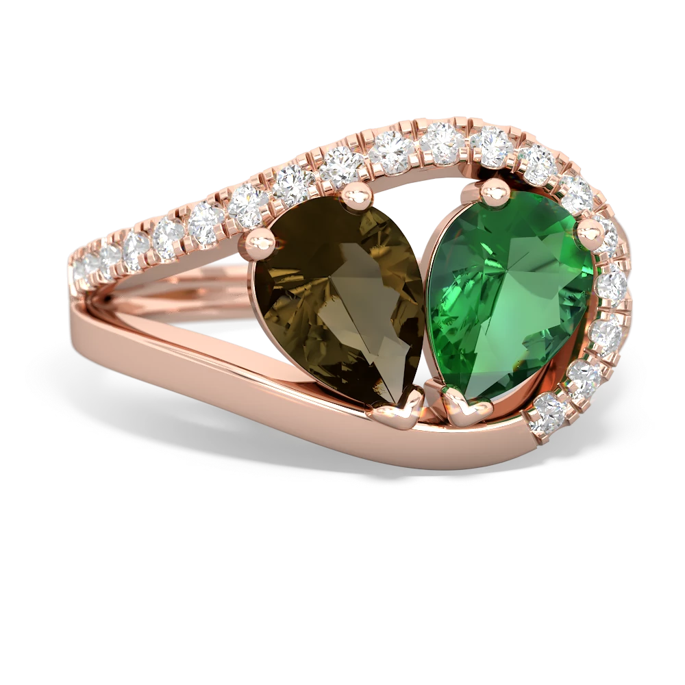 Smoky Quartz Nestled Heart Keepsake 14K Rose Gold ring R5650