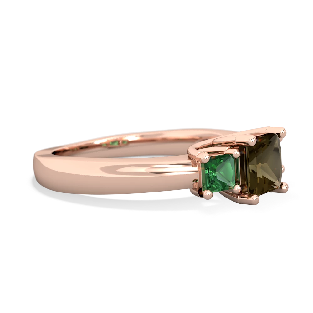 Smoky Quartz Three Stone Trellis 14K Rose Gold ring R4015