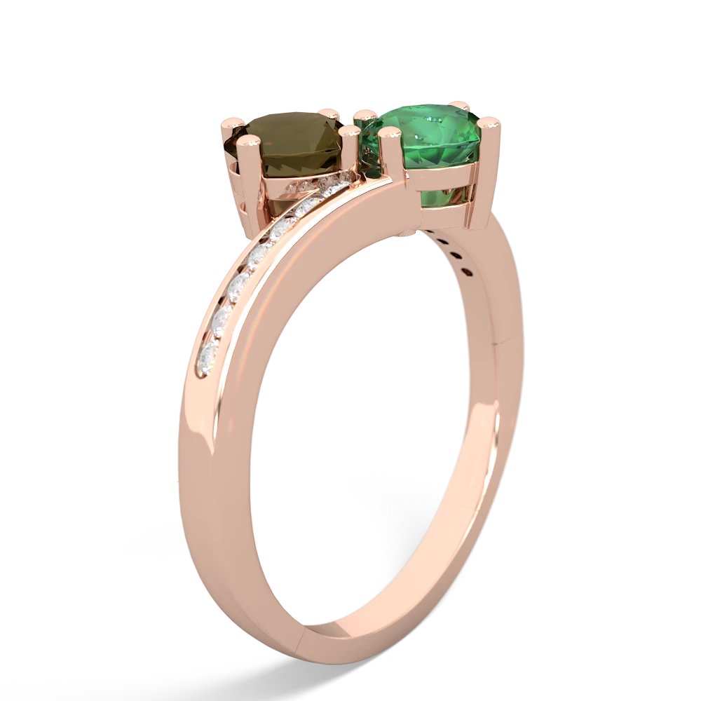 Smoky Quartz Channel Set Two Stone 14K Rose Gold ring R5303