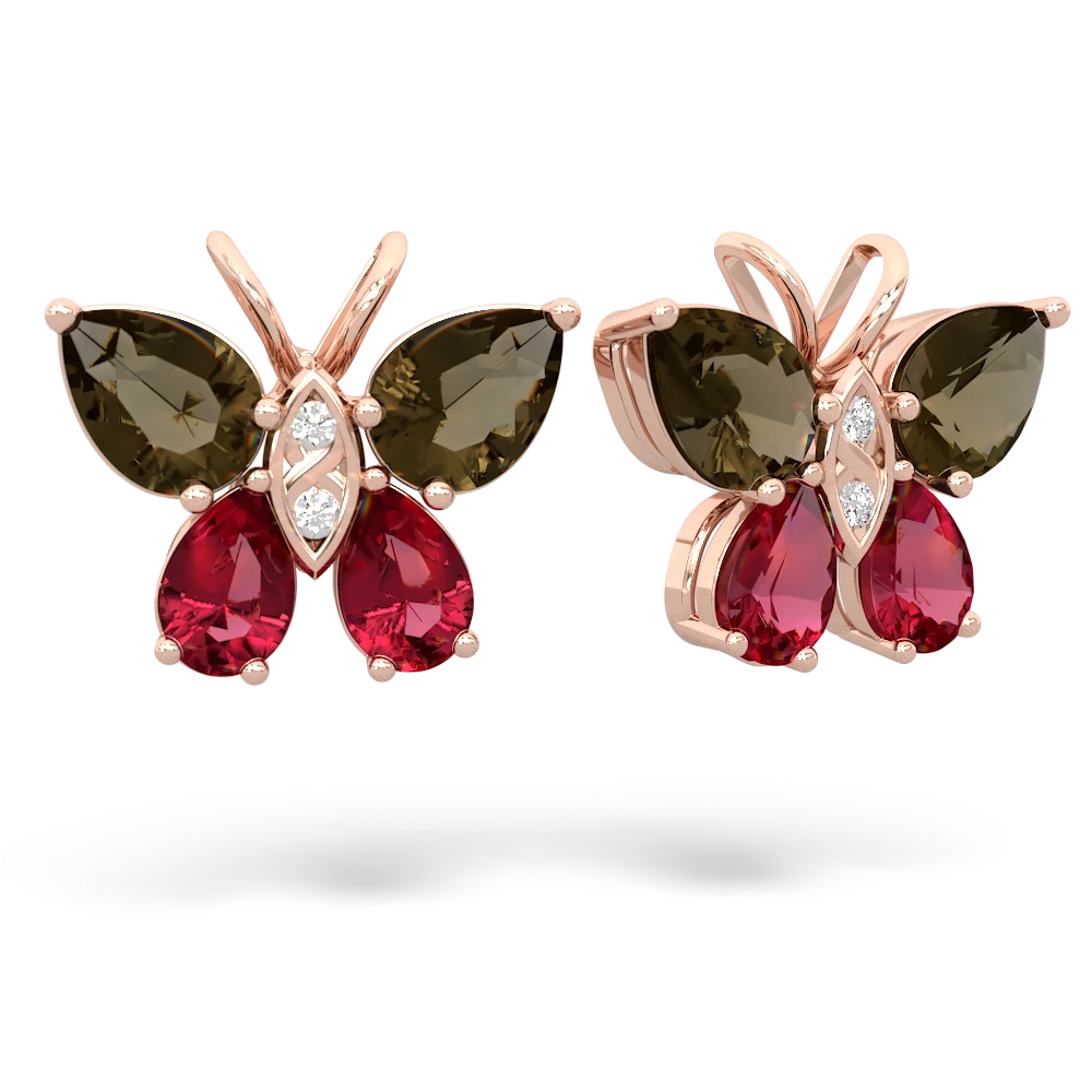 Smoky Quartz Butterfly 14K Rose Gold earrings E2215