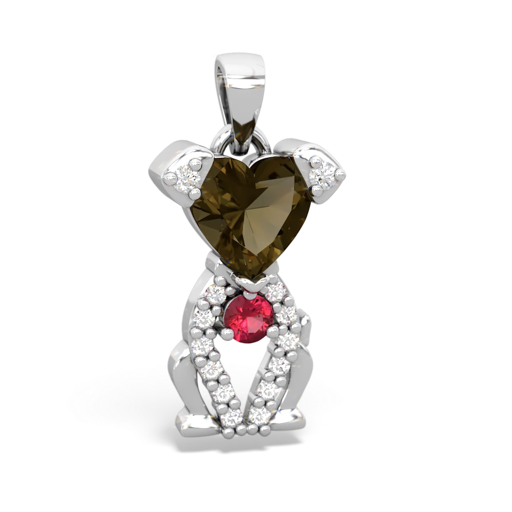 Smoky Quartz Puppy Love 14K White Gold pendant P5800