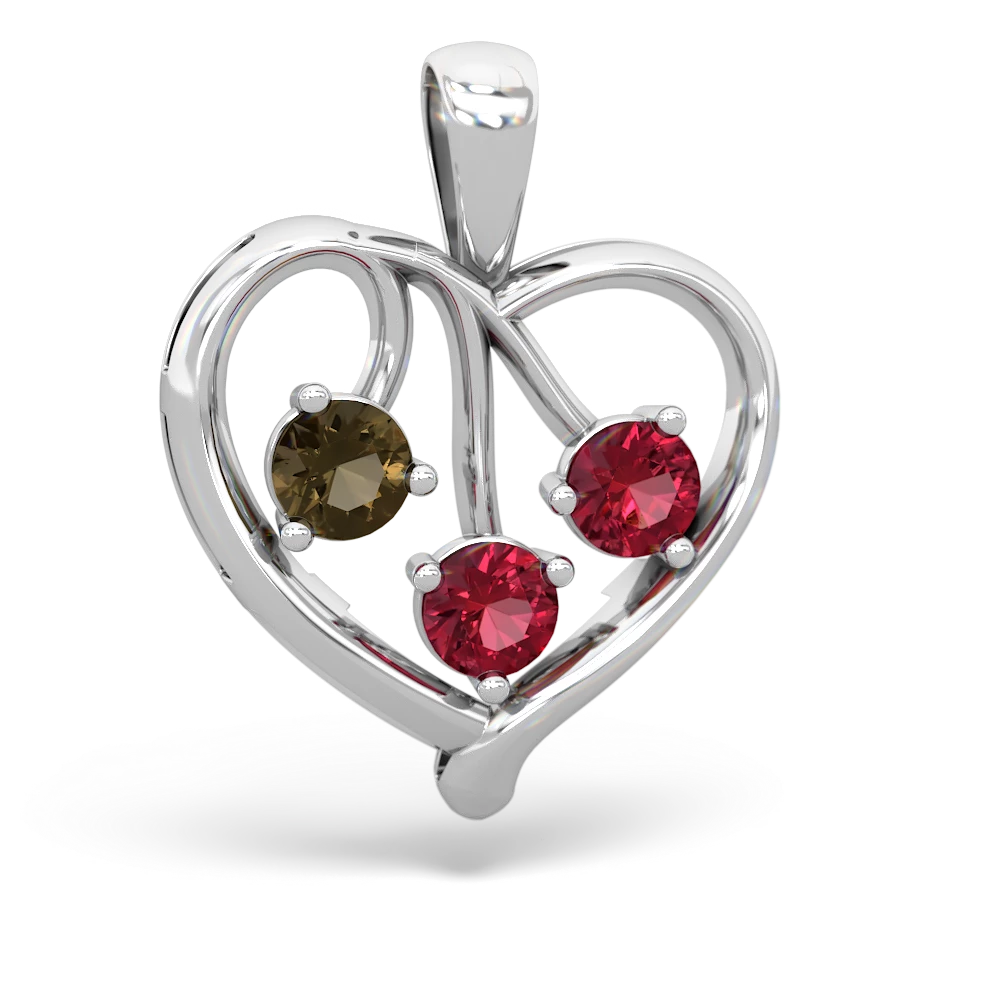 Smoky Quartz Glowing Heart 14K White Gold pendant P2233