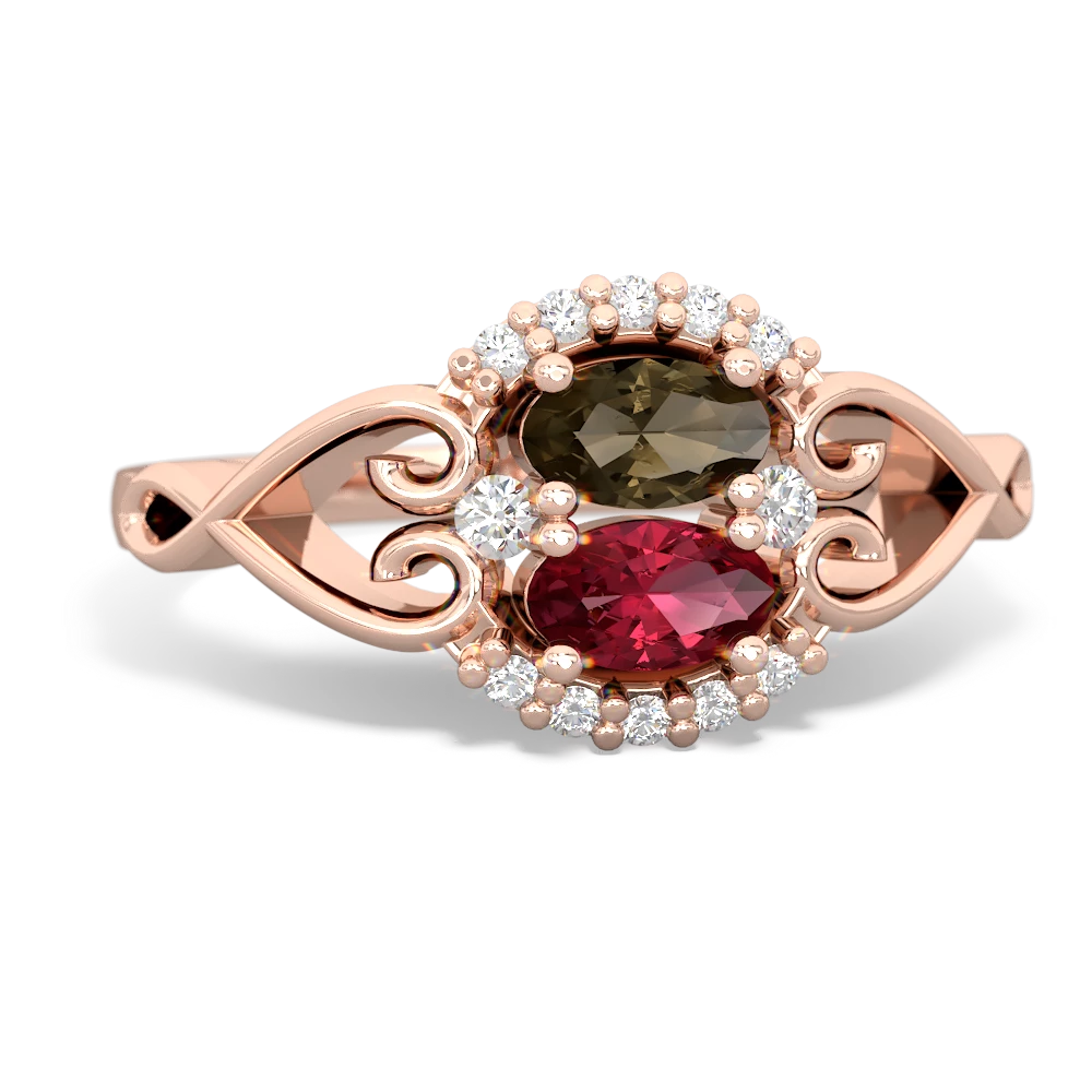 Smoky Quartz Love Nest 14K Rose Gold ring R5860