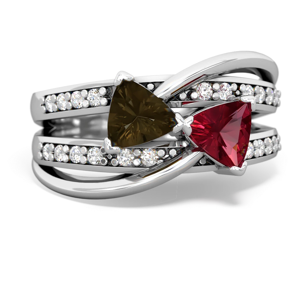 Smoky Quartz Bowtie 14K White Gold ring R2360