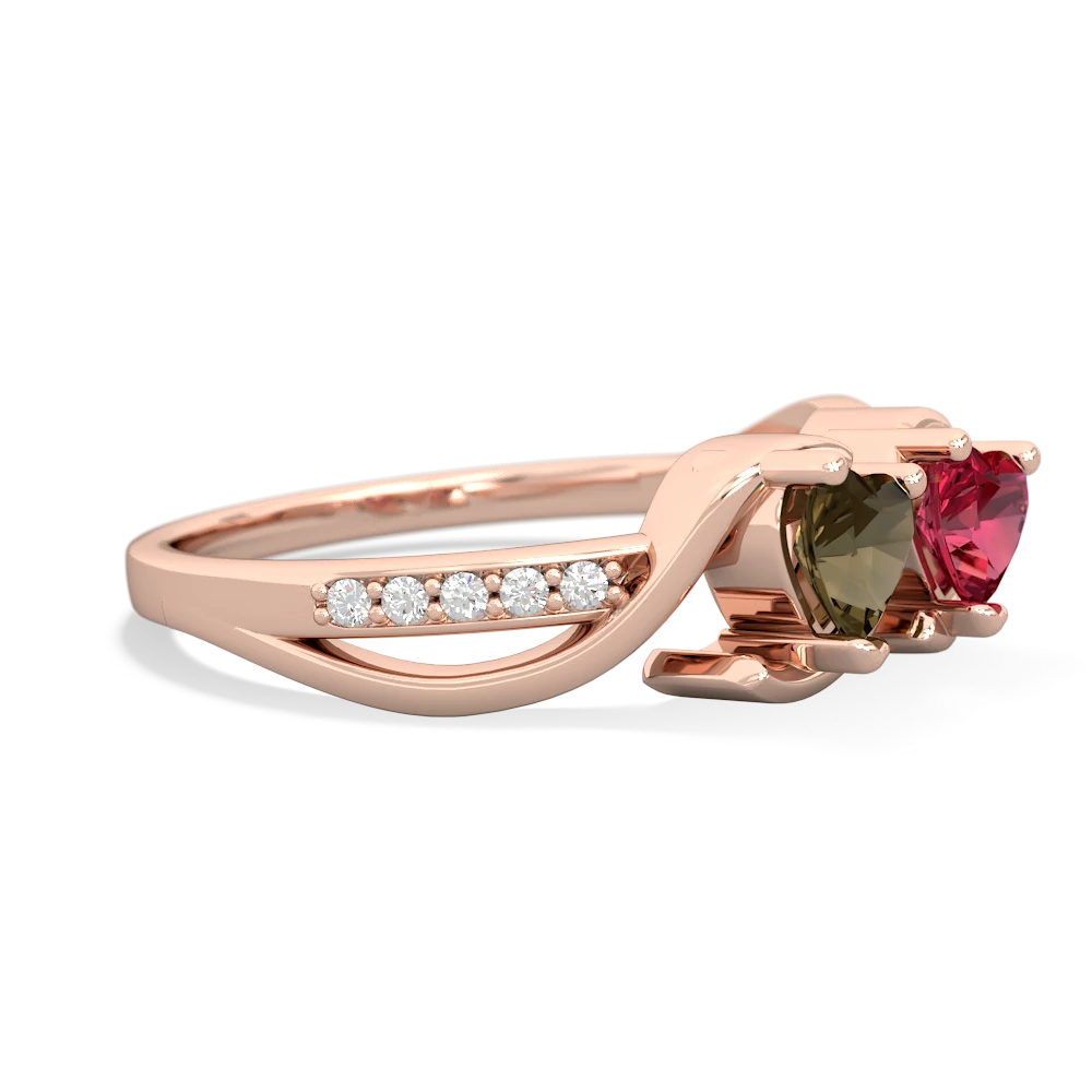 Smoky Quartz Side By Side 14K Rose Gold ring R3090