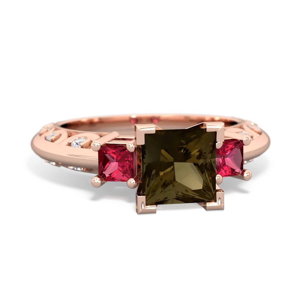 Smoky Quartz Eternal Embrace Engagement 14K Rose Gold ring C2001