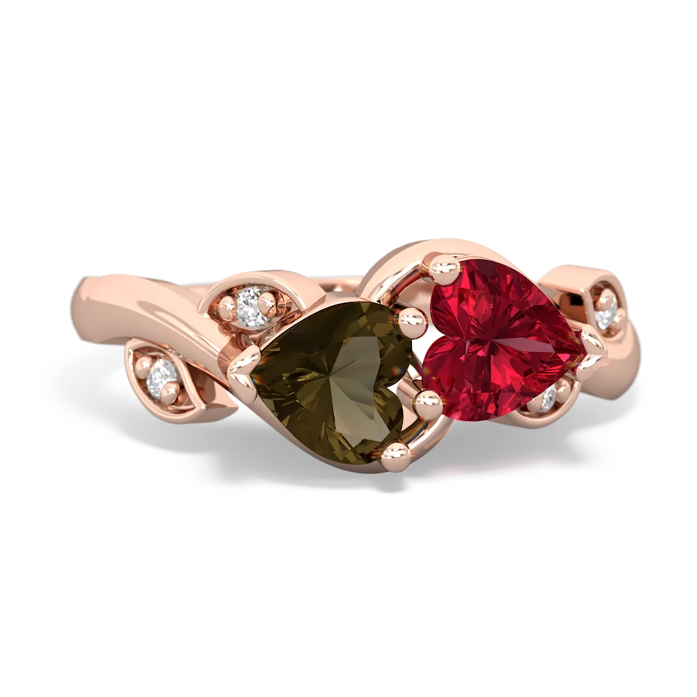 Smoky Quartz Floral Elegance 14K Rose Gold ring R5790