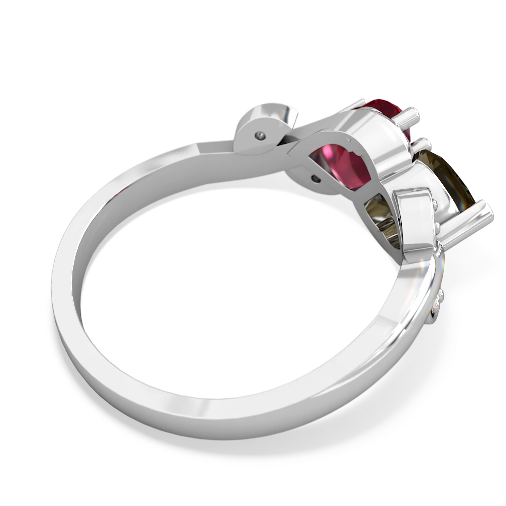 Smoky Quartz Floral Elegance 14K White Gold ring R5790