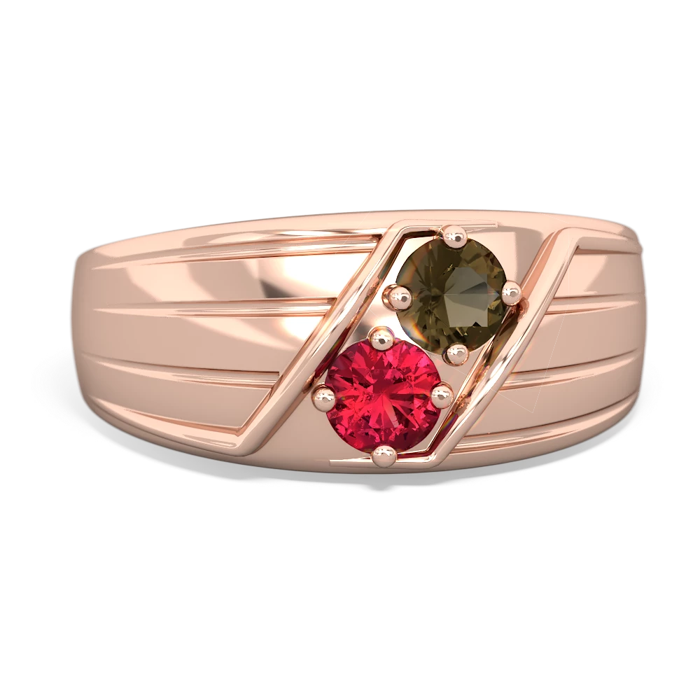 Smoky Quartz Men's Streamline 14K Rose Gold ring R0460