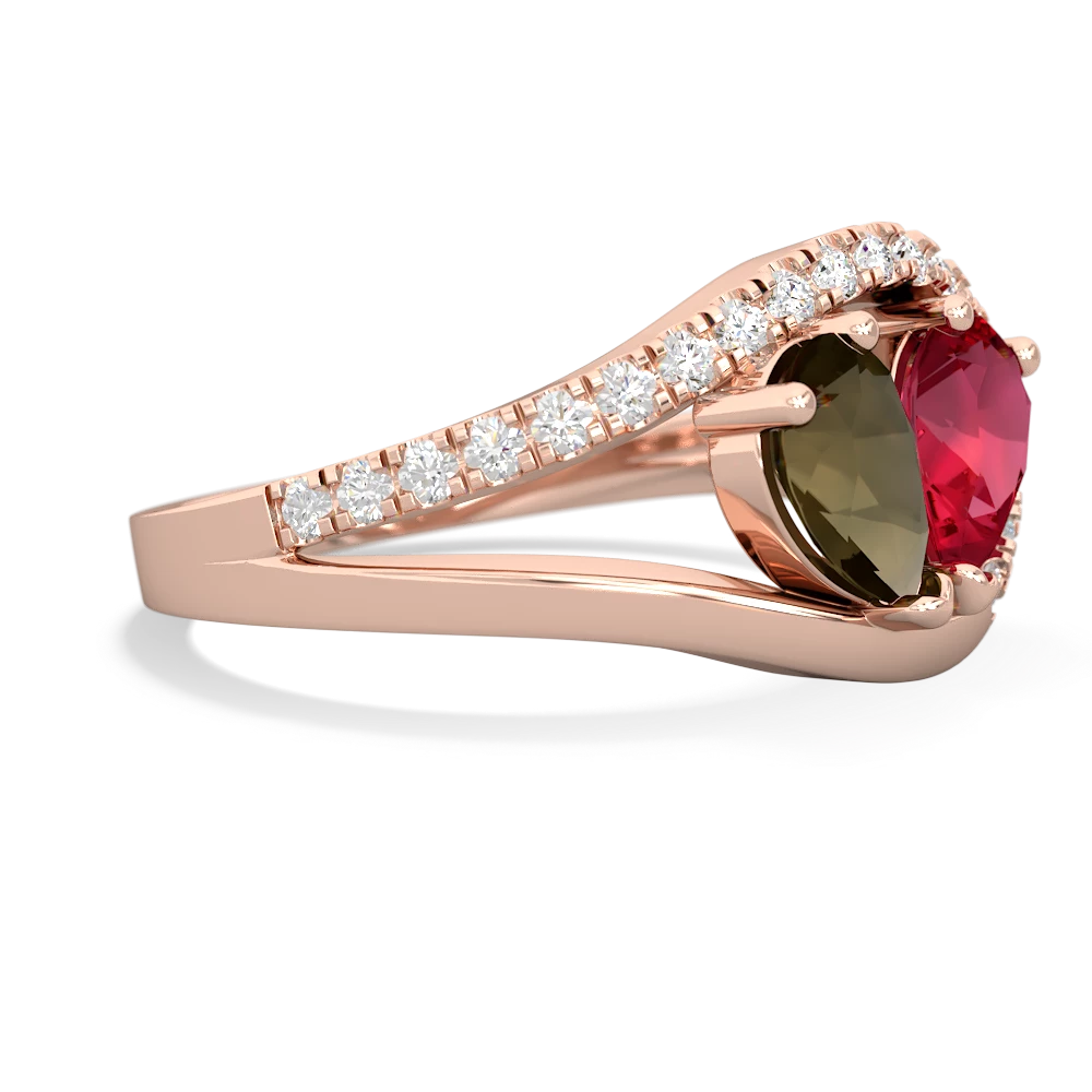 Smoky Quartz Nestled Heart Keepsake 14K Rose Gold ring R5650