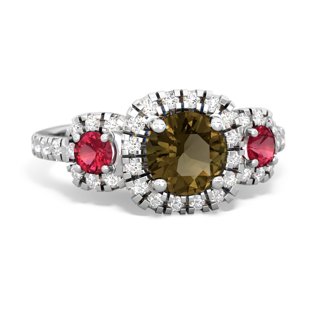 Smoky Quartz Regal Halo 14K White Gold ring R5350