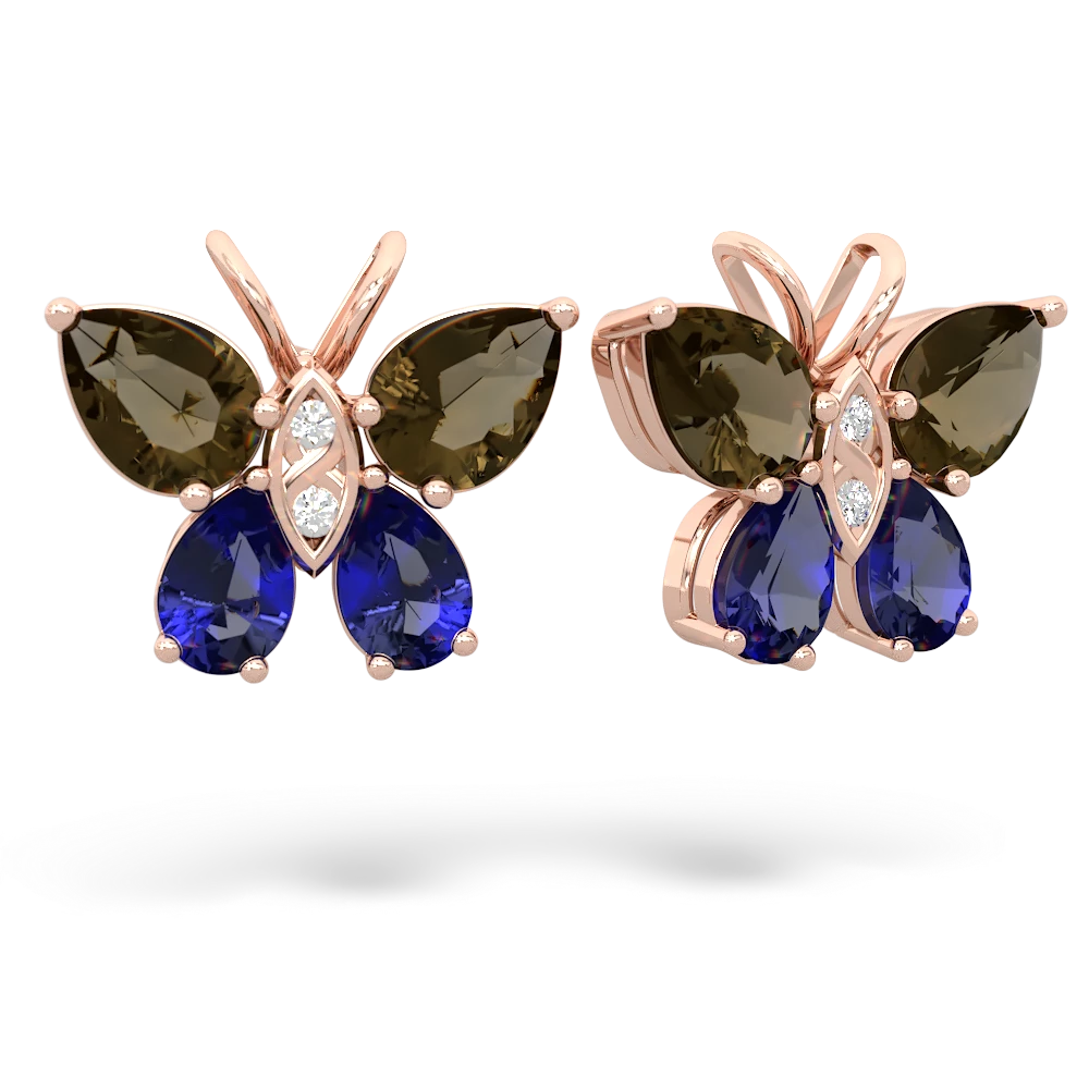 Smoky Quartz Butterfly 14K Rose Gold earrings E2215