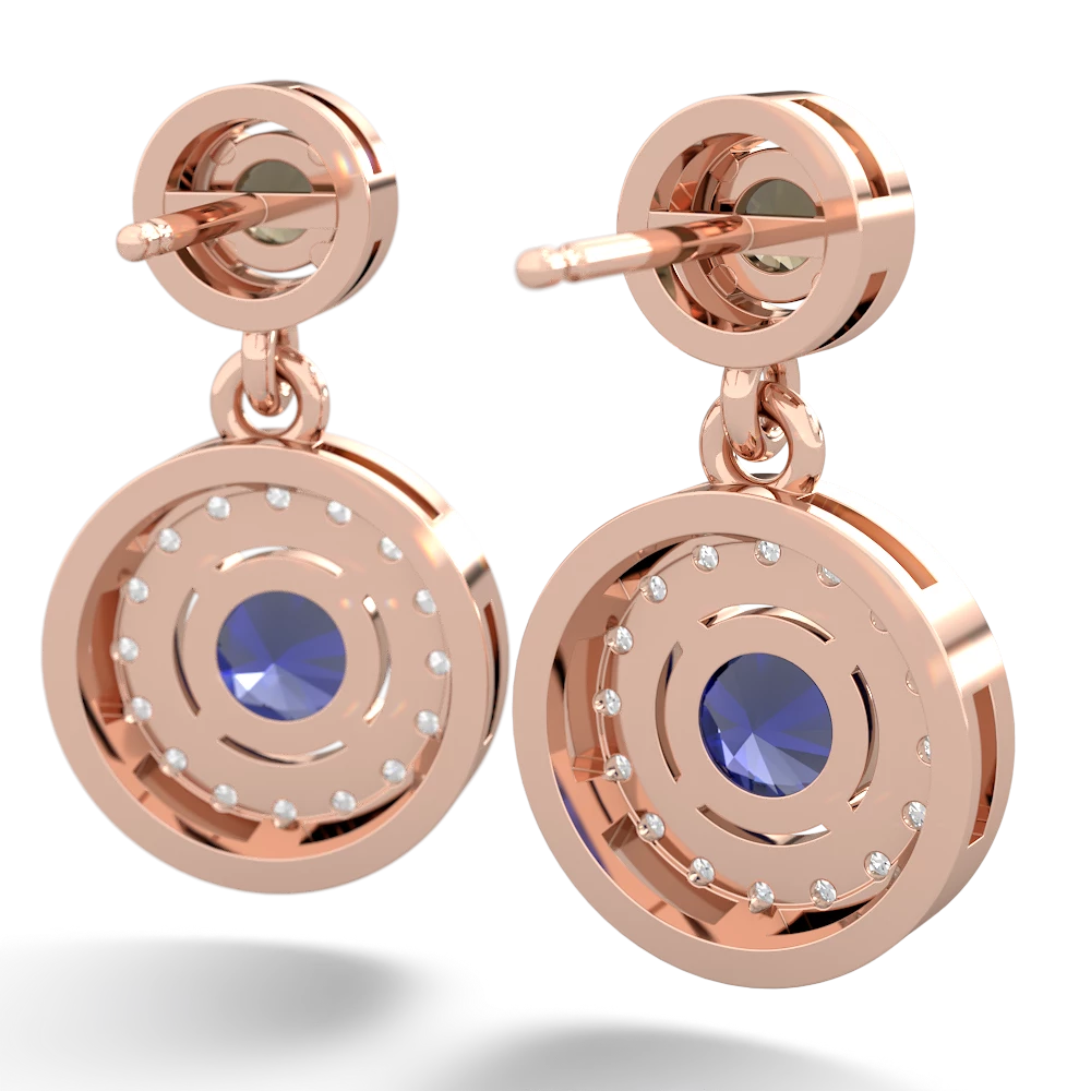 Smoky Quartz Halo Dangle 14K Rose Gold earrings E5319