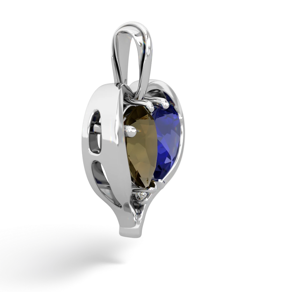 Smoky Quartz Two Become One 14K White Gold pendant P5330