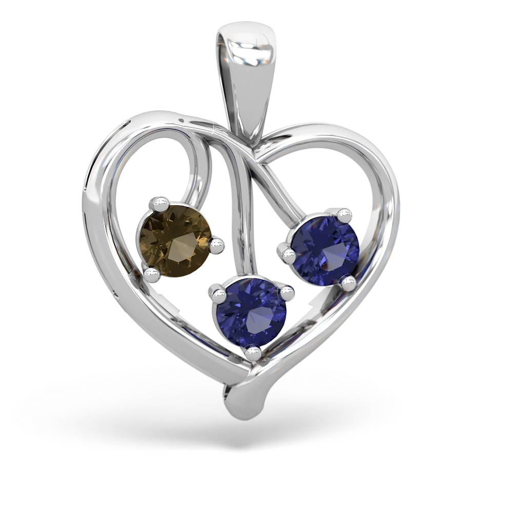 Smoky Quartz Glowing Heart 14K White Gold pendant P2233